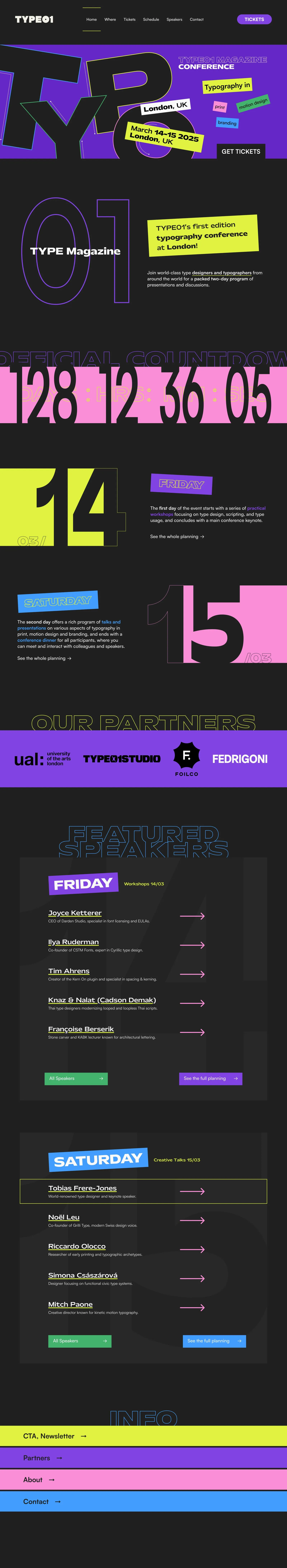 TYPE01 Conference homepage